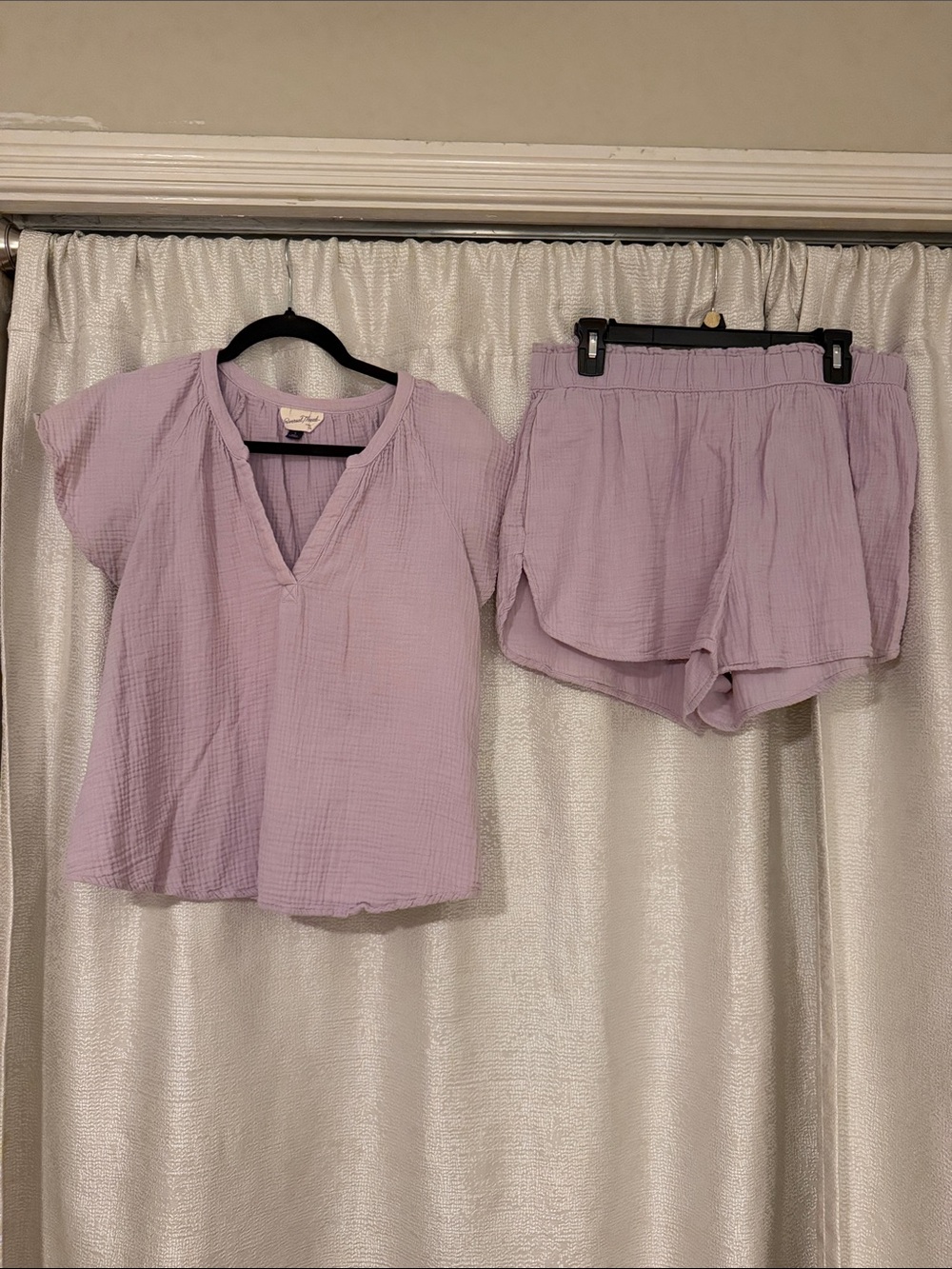 Universal Thread Lavender Short-Sleeve Top & Elastic Waist Shorts Set